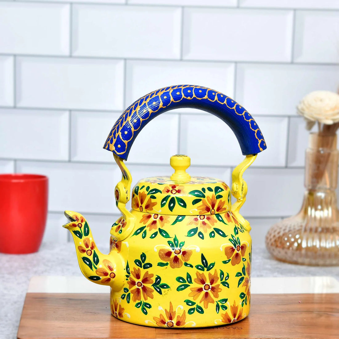 Hand-Painted Aluminium Tea Kettle – 750 ml for Home & Kitchen Décor