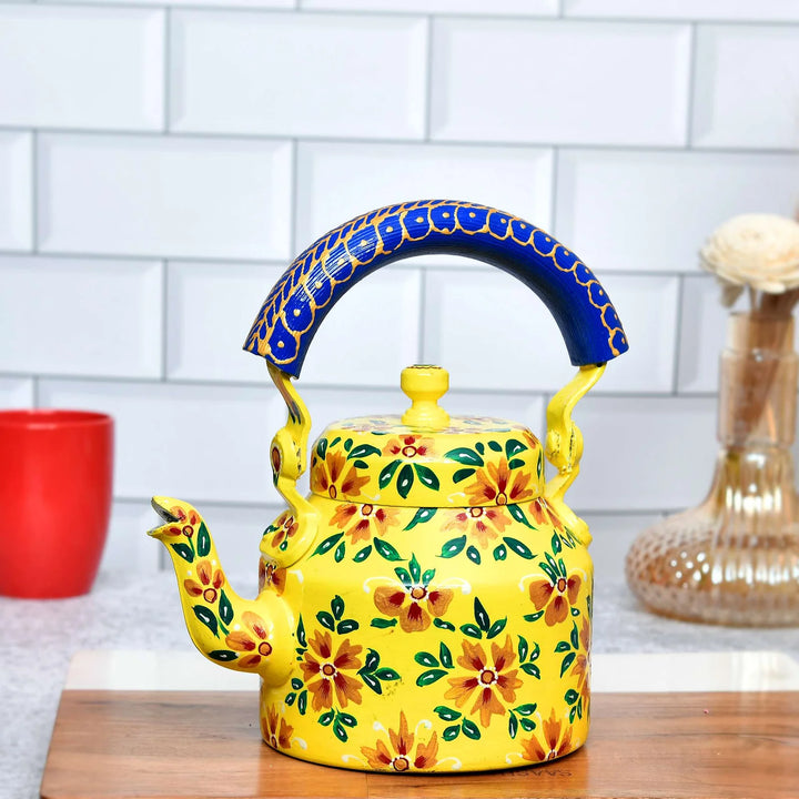 Hand-Painted Aluminium Tea Kettle – 750 ml for Home & Kitchen Décor