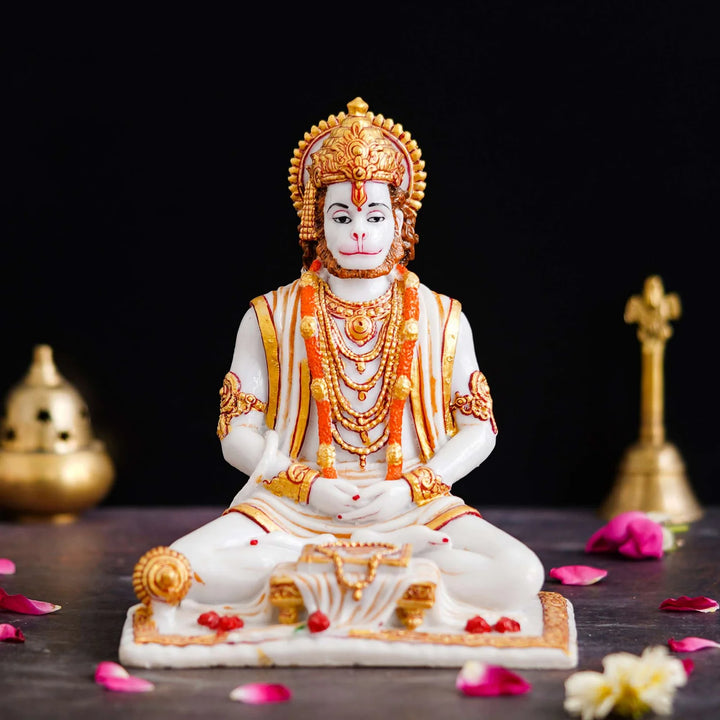 Hanuman Sitting Statue with Gada & Book Showpiece