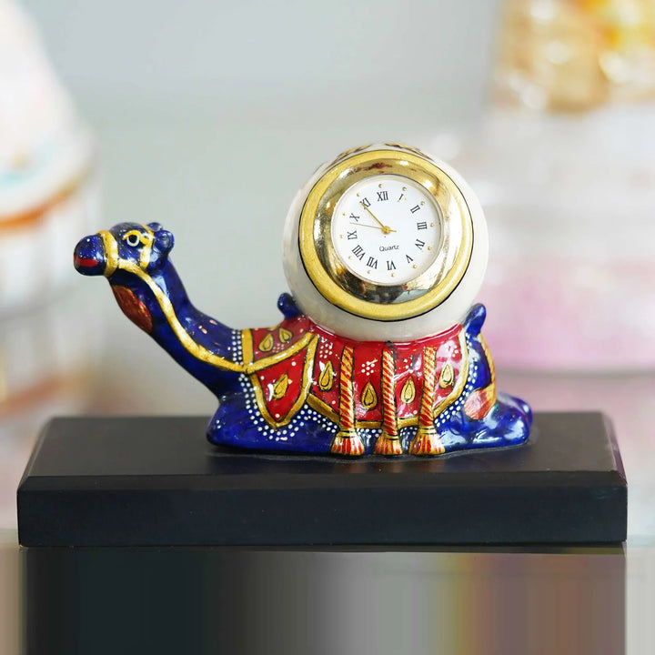 Handcrafted Marble Camel Clock: Timeless Elegance for Your Home