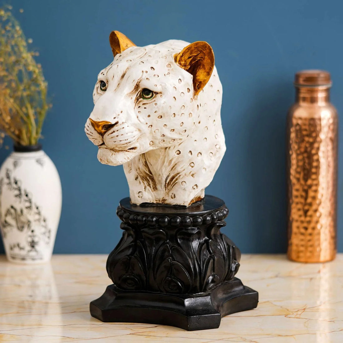 Lioness Head Statue – Stone Finish Antique Home Décor Figurine