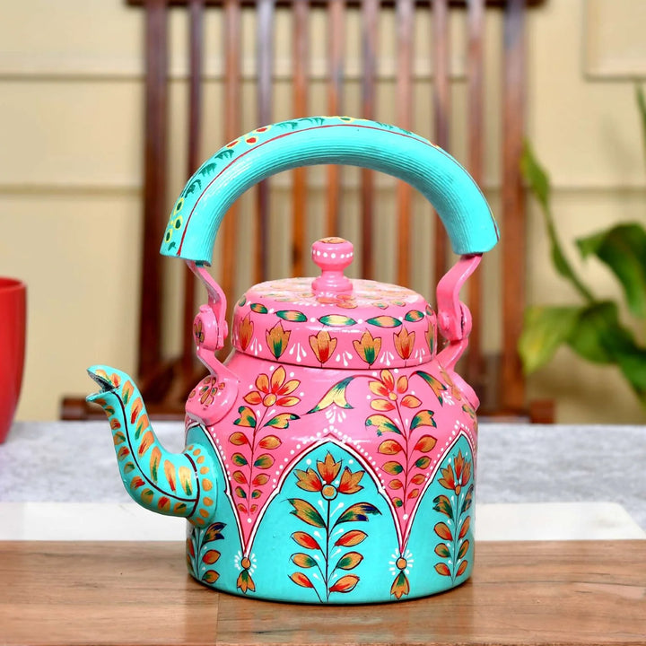 Hand-Painted Aluminium Tea Kettle – 750 ml for Home & Kitchen Décor