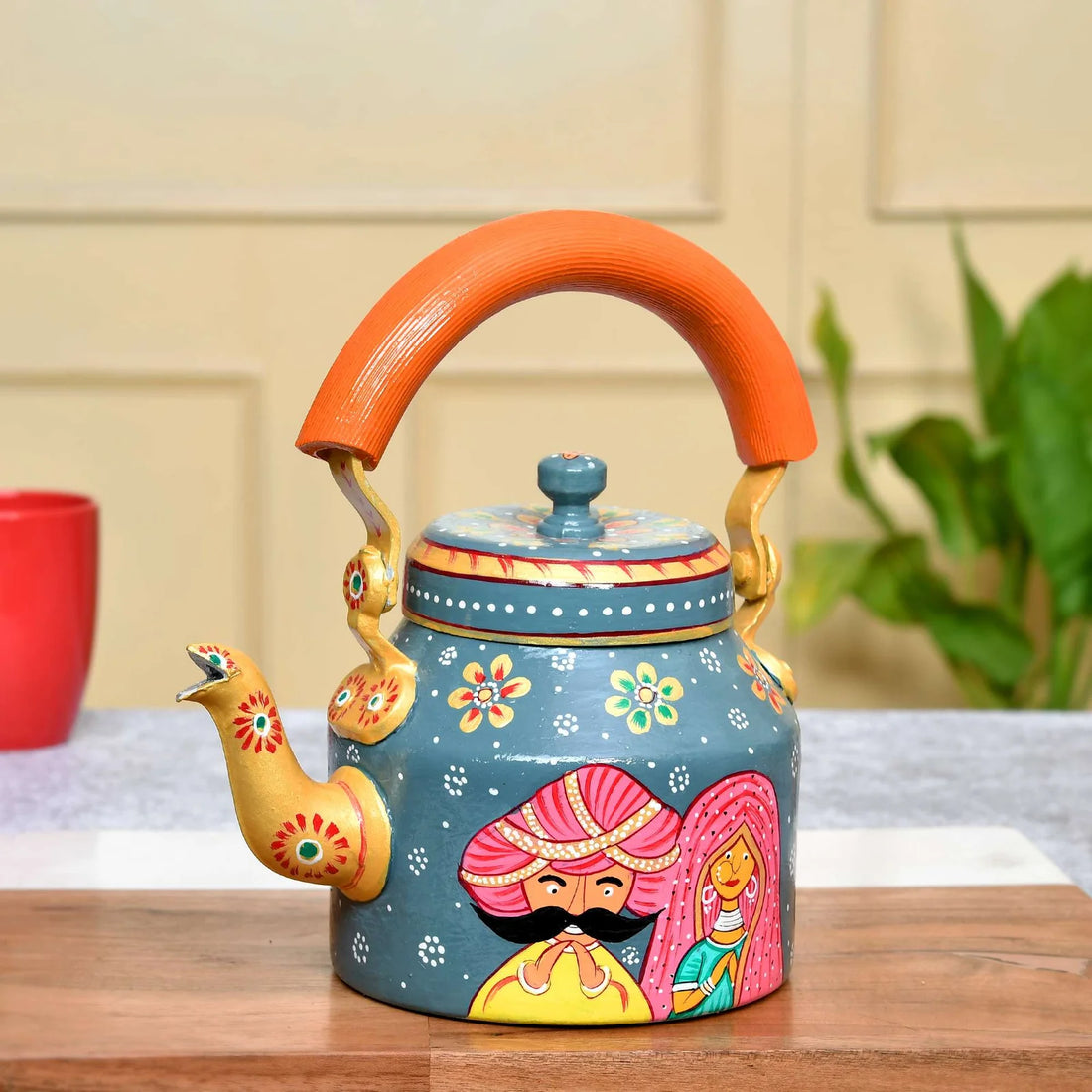 Hand-Painted Aluminium Tea Kettle – 750 ml Home & Kitchen Décor