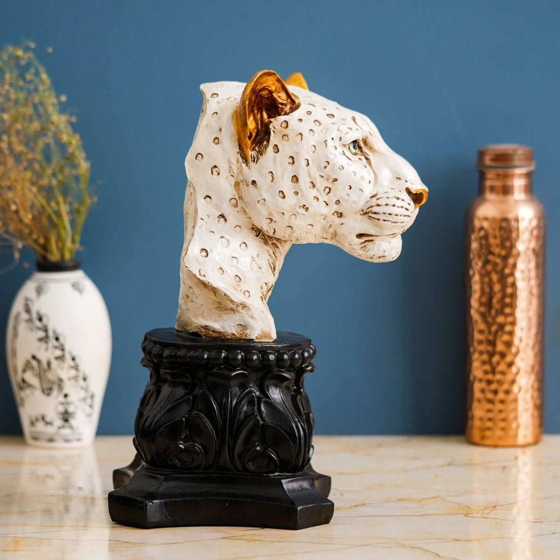 Lioness Head Statue – Stone Finish Antique Home Décor Figurine