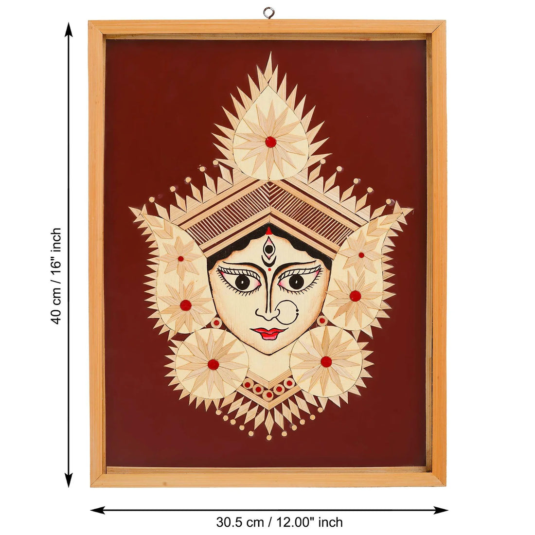 Bamboo Handcrafted Durga Ji Framed Wall Hanging – Home Décor Art