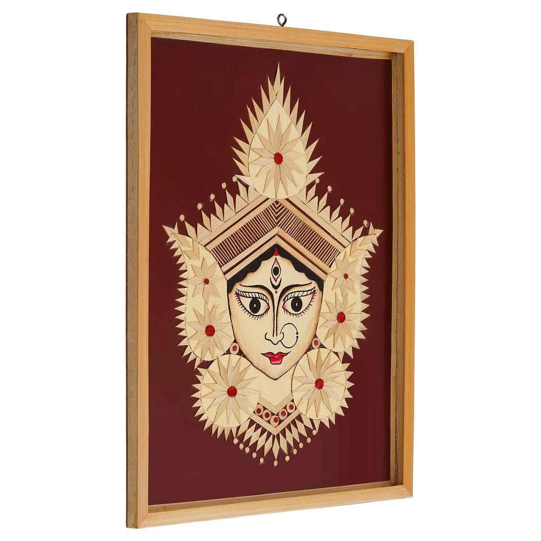 Bamboo Handcrafted Durga Ji Framed Wall Hanging – Home Décor Art